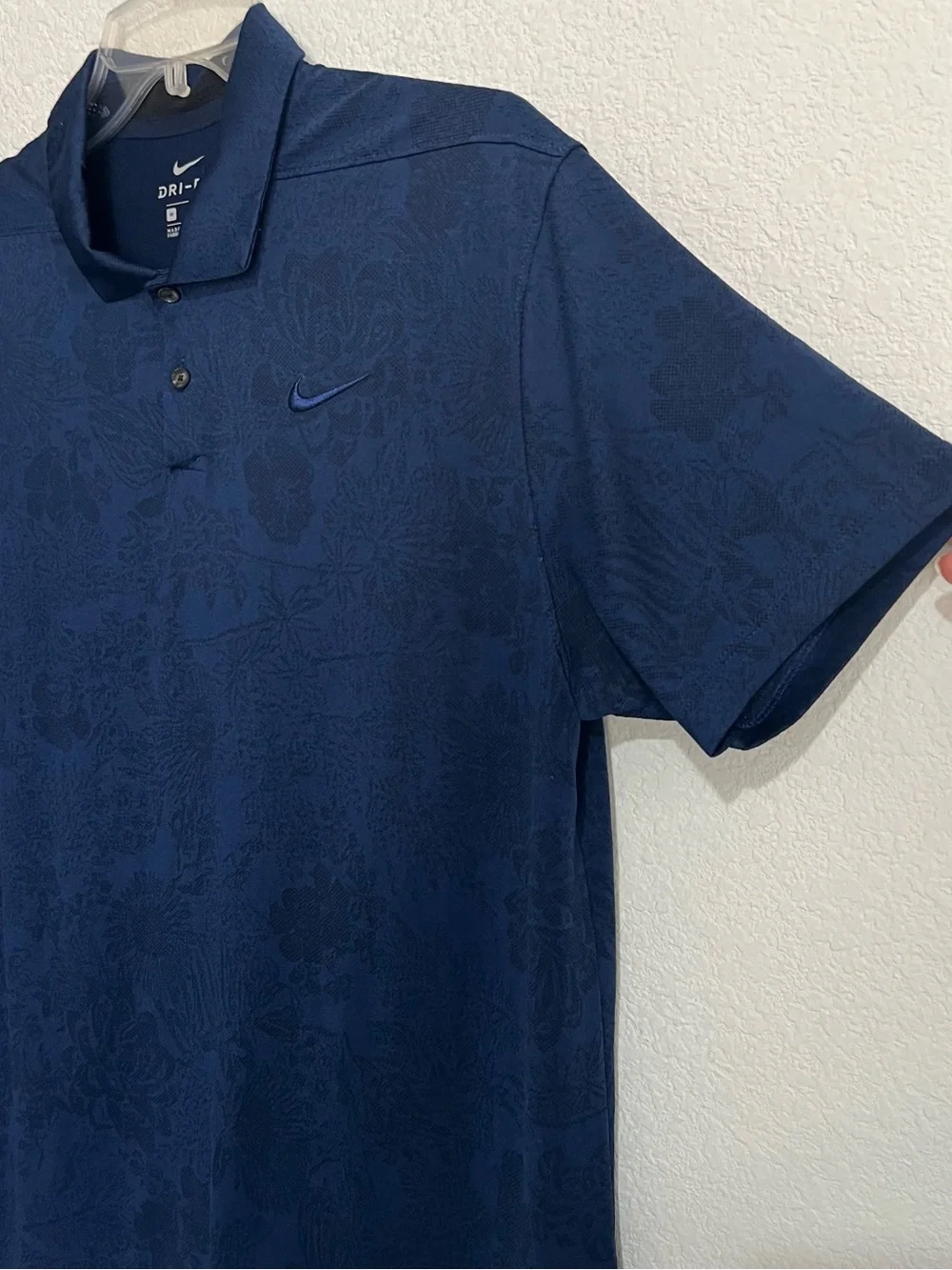 Nike Navy Dry Fit Textured Mesh Golf Polo Medium